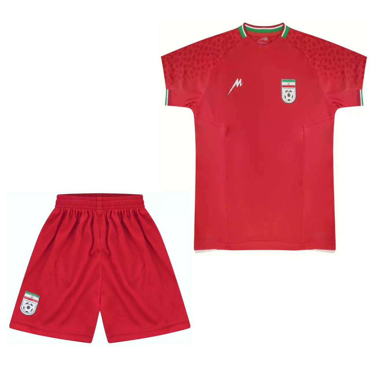 لباس دوم قرمز بچه گانه تیم ملی ایران 2022 برای جام جهانی قطربا طرح پوست یوزپلنگ
